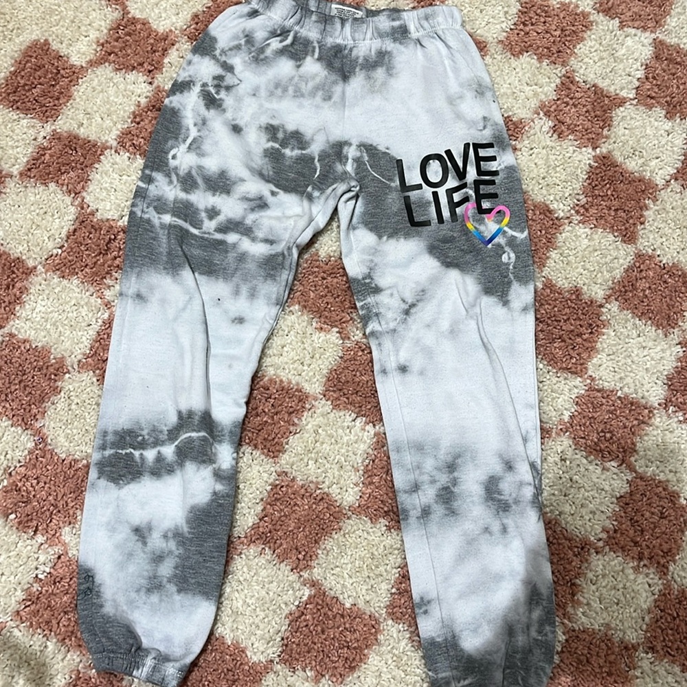 Girls black and white tie dye firehouse sweatpants